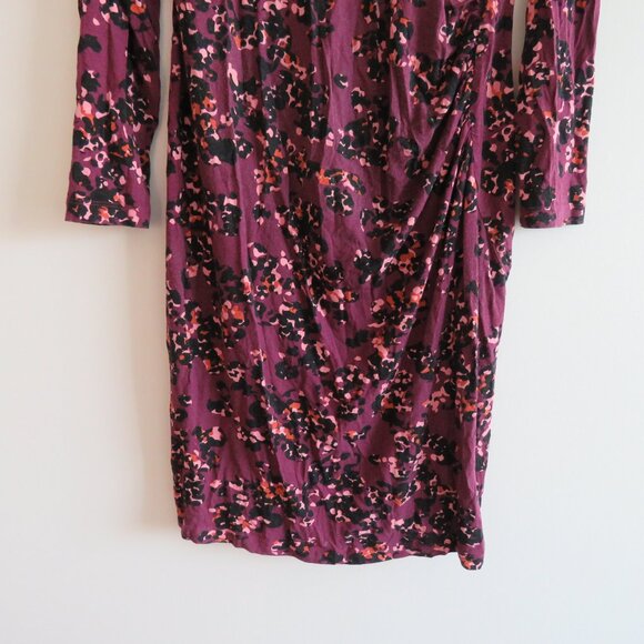 SERAPHINE Bodycon Burg Floral Print Dress Padme Berry Midi Maternity - Size US 6 - Picture 9 of 13